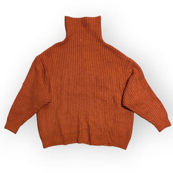 FREE PEOPLE Women's Turtleneck Oversized‎ Cable Knit Sweater Orange XS Eleven - Picture 4 of 13